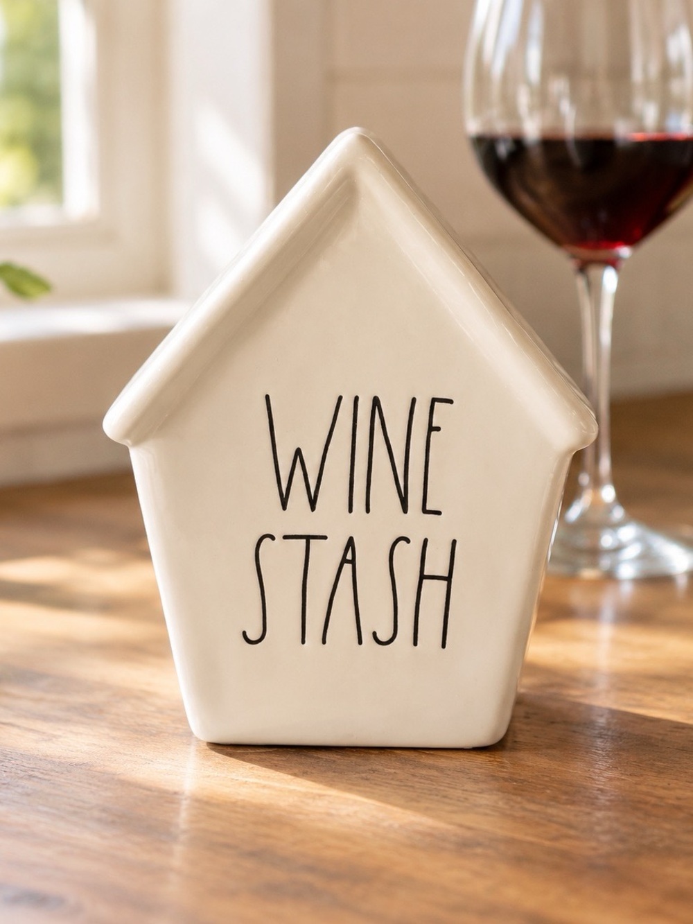 Rae Dunn Cream Ceramic 'WINE STASH' House Canister